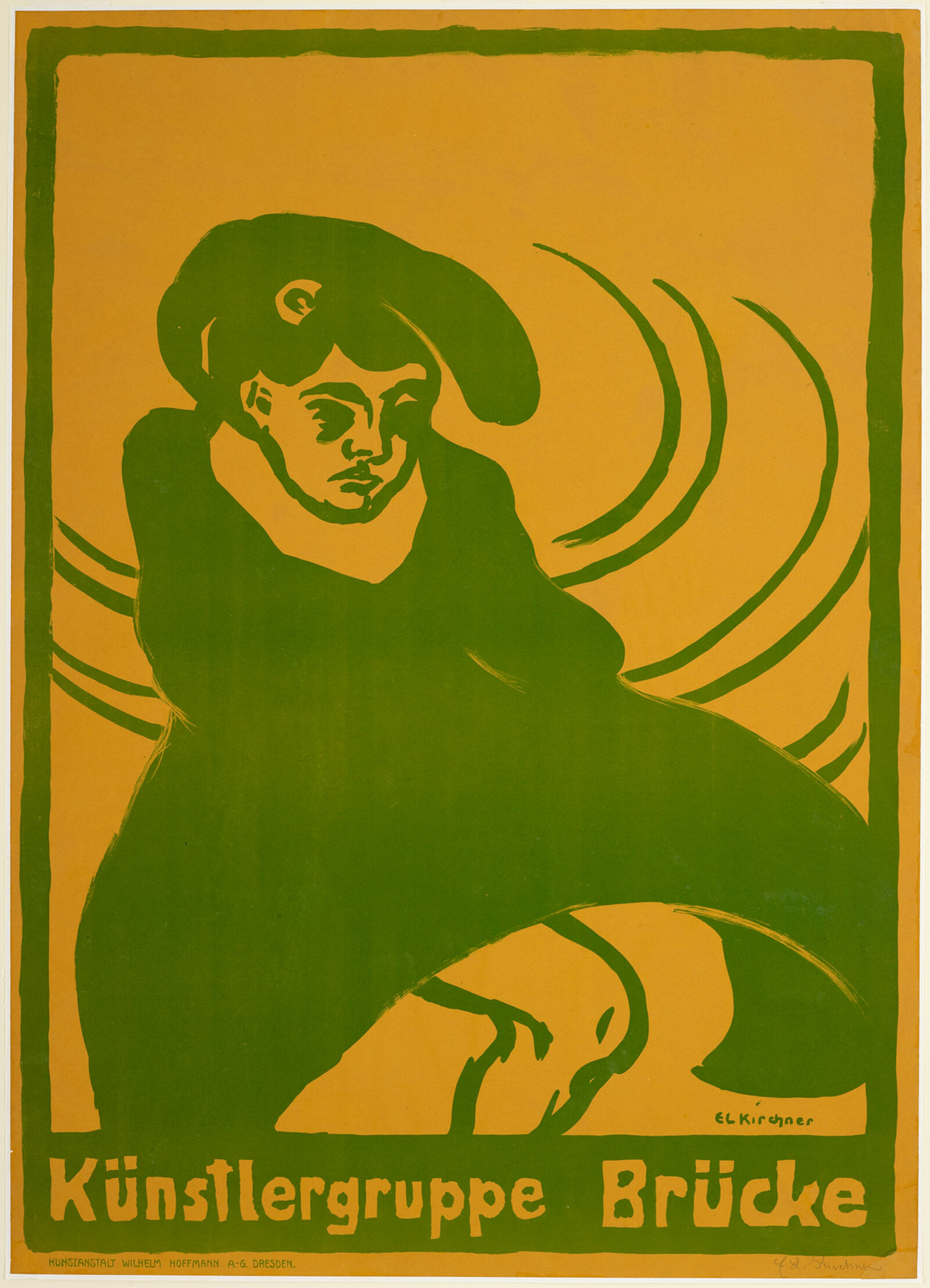 Kirchner poster in green and gold